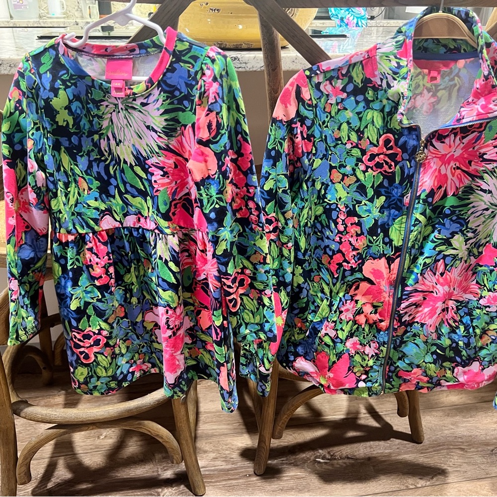Lily Pulitzer girls size S (4-5) dress and Rare mommy’s matching jacket size S